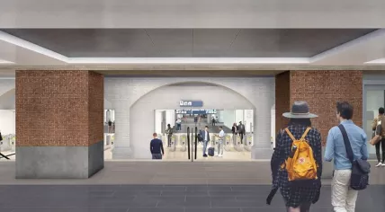 An impression of what the Amsterdam Central Station hall will look like after renovations