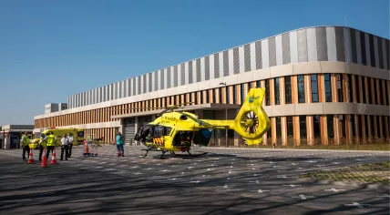 A trauma helicopter on the ground outside the Amphia hospital in Breda, Noord-Brabant. 9 April 2020