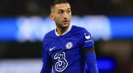 Hakim Ziyech with Chelsea during their FA Cup match against Manchester City. 8 January 2023