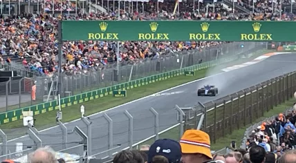 Formula 1 fans watch the final part of free practice and qualifying at Zandvoort, 2023.