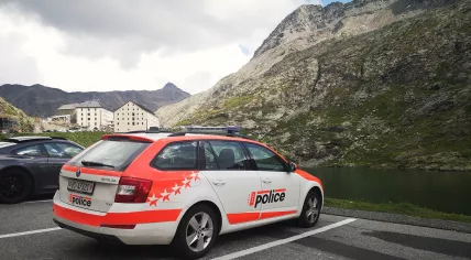 Police car of the Swiss canton of Valais, August 2019.