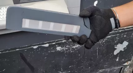 A so-called "cash trap" installed by criminals in an ATM in The Hague.