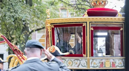King Willem-Alexander waves to the crowd during Prinsjesdag 2023, September 19, 2023.