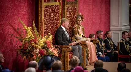 King Willem-Alexander and Queen Maxima during the King's Budget Day speech from the throne in the Koninklijke Schouwburg in The Hague, 19 September 2023