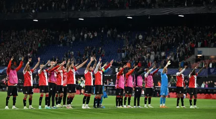Feyenoord celebrates a 2-0 victory against Celtic FC in a UEFA Championship League match in De Kuip in Rotterdam, 19 September 2023