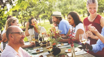 Backyard gathering.