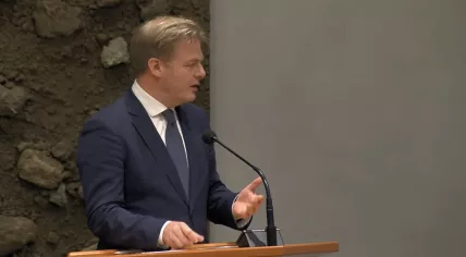 NSC leader Pieter Omtzigt speaking during the general budget debate in the Tweede Kamer, 20 September 2023