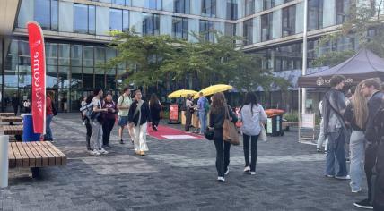 Students on the first day of the academic year at the University of Amsterdam’s Science Park campus, 4 September 2023