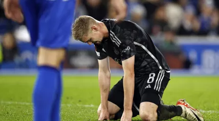 Kenneth Taylor of Ajax disappointed during the UEFA Europa League match in group B between Brighton & Hove Albion FC and Ajax Amsterdam in the American Express Community Stadium on 26 october 2023 in Brighton, England