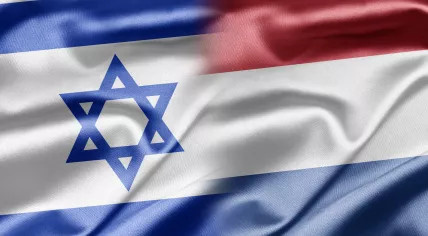 Flags of Israel and the Netherlands.