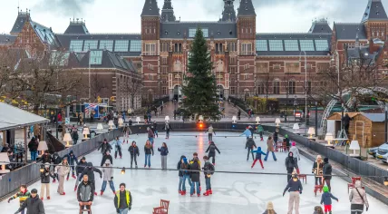 Ice skating on Museumplein in Amsterdam, December 2022