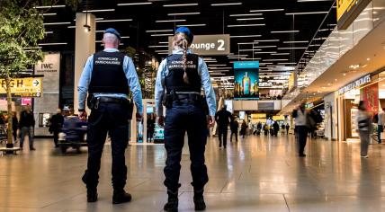 Koninklijke Marechaussee officers at Schiphol Airport