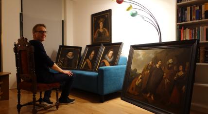 Art detective Arthur Brand with the six Medemblik paintings returned to him on 13 October 2023