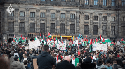 Pro-Palestine protest on Dam Square in Amsterdam, 15 October 2023