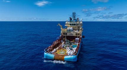 Plastic catch onboard the support vessels of System 03, August 2023.