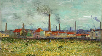 Vincent van Gogh, Factories at Clichy, 1887, Oil on canvas, 53.7×72.7 cm Saint Louis Art Museum, Missouri Funds given by Mrs. Mark C. Steinberg by exchange