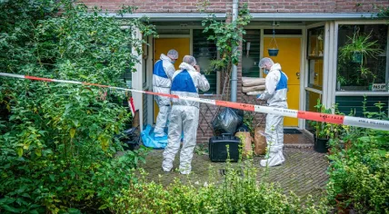 Forensic investigators at a home on Teugelhof in Utrecht, where 58-year-old Juan Rivera-Trujillo was found dead in his home on 28 September 2023