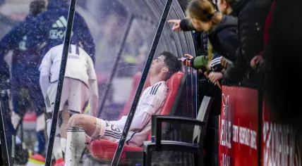 Benjamin Tahirovic of Ajax disappointed after the draw during the Dutch Eredivisie match between Almere City FC and Ajax Amsterdam in the Almere City FC Stadion on 12 november 2023 in Almere, Netherlands.