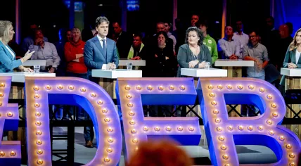 Dilan Yesilgöz (VVD), Henri Bontenbal (CDA), Caroline van der Plas (BBB), Lilian Marijnissen (SP) during the TV program "Debate of the South".