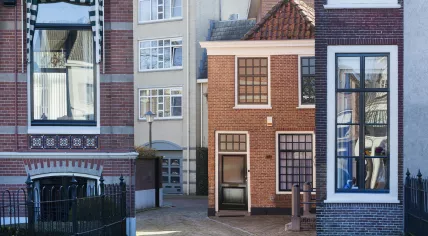 Street with different homes in Gorinchem