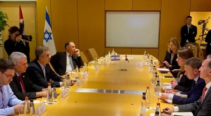 Dutch Foreign Minister Hanke Bruins Slot meeting with her Israeli counterpart Eli Cohen in Tel Aviv, 20 November 2023
