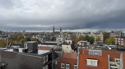 Stormy weather above the Amsterdam rooftops. 7 November 2023