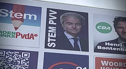 An election campaign billboard in Diemen. 19 November 2023.