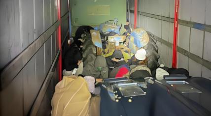 Photo from inside the truck where 47 illegal immigrants were discovered on 6 December 2023 in Hoek van Holland