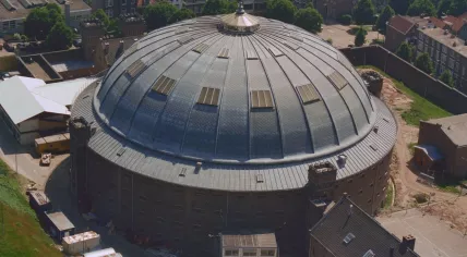 Aerial photo of the former dome prison in Arnhem.