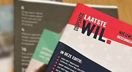 The newsletter from Coöperatie Laatste Wil, an organization advocating for adults in the Netherlands to be allowed to choose when and how to end their lives. April 2023