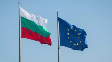 Bulgarian and European Union flags.