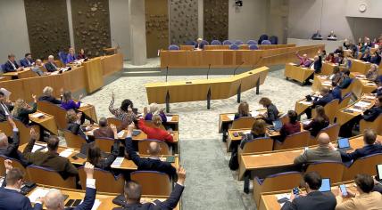 The Tweede Kamer voting on a motion to scrap the healthcare deductible, 13 December 2023