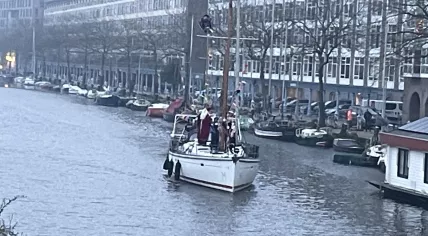 Sinterklaas arriving in Amsterdam Oost by boat, 5 December 2023