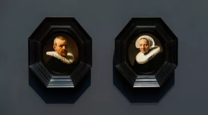 Rembrandt portraits Jan and Jaapgen at the Rijksmuseum. On loan from the Henry M. Holterman Family.