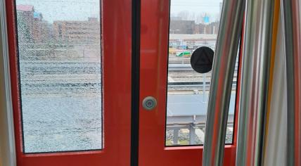 Photo of the interior of one of the metro cars vandalized by football supporters before the Ajax vs AEK Athens football game. 15 December 2023.