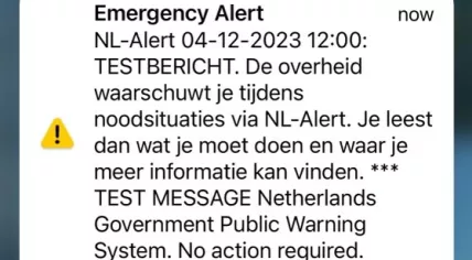 NL-Alert test message in Noord-Holland on 4 December 2023