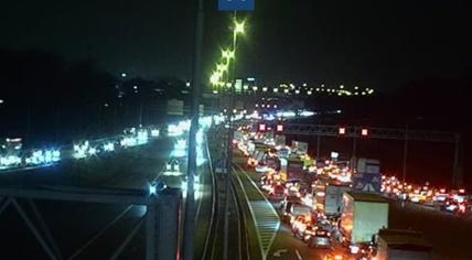 Morning traffic backed up on the A20 due to a crash at Terbregseplein near Rotterdam.  December 20, 2023