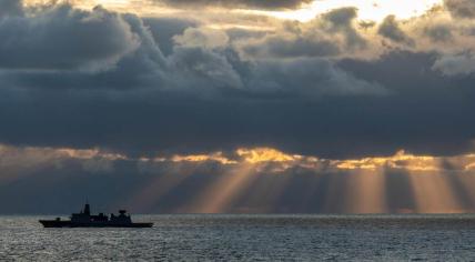 Dutch navy ship on the North Sea.