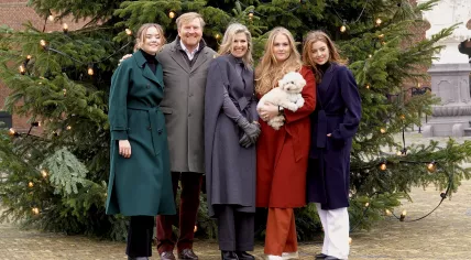 The Dutch Royal Family pose for their annual winter photo session at Huis ten Bosch palace. 22 December 2023