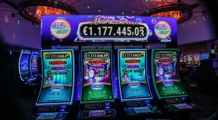 File photo of the Mega Millions progressive slot machines, which are linked across all Holland Casino branches in the Netherlands