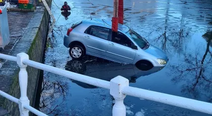 A student in Delft rescued a woman after her car skidded on the icy road and crashed into a canal, 18 January 2023