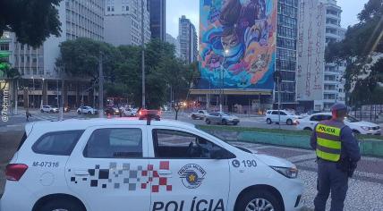 A police patrol in the city center of São Paulo. 26 January 2024