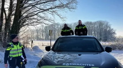 Police and Natuurmonumenten security at a former quarry site in Maastricht. January 2024