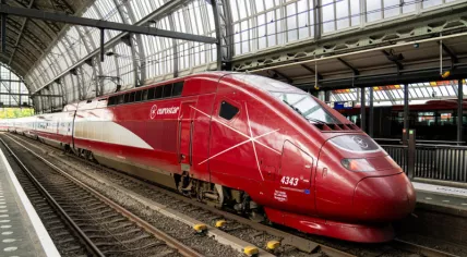 The Eurostar train to Paris at Amsterdam Central Station