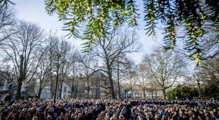 Hundreds of people attend Holocaust commemoration in Amsterdam on January 28, 2024.