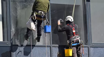 Window cleaners at work