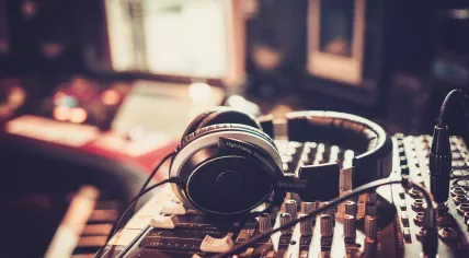 Music industry: Control desk in a recording studio
