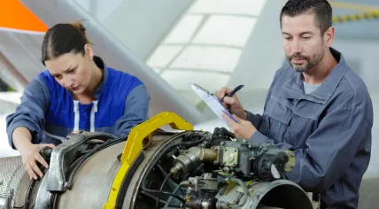 Aircraft mechanical parts assembler at work