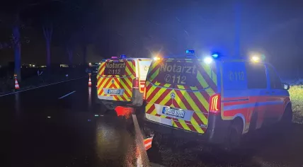 Rescue workers respond to a crash between two cars with Dutch license plates in Selfkant, Germany. The crash killed one child. 5 January 2024