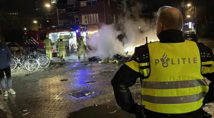 Fire fighters and police respond to an incident on Pompe van Meerdervoortstraat in Voorburg. 31 December 2023